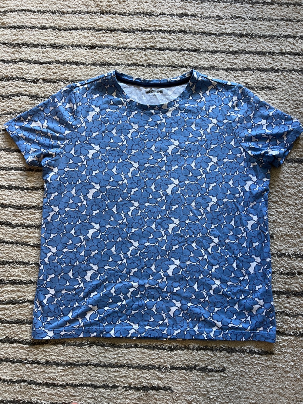 Lands End Blue Floral T-Shirt